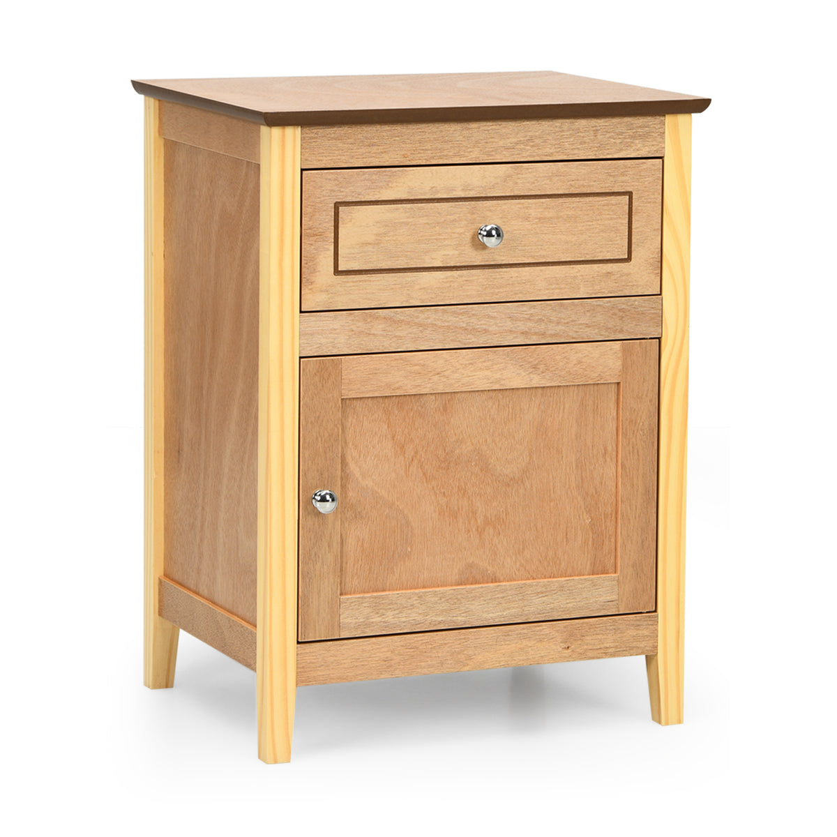 2-Tier Accent Table with Spacious Tabletop-Natural-Nightstands-DECOROLALA