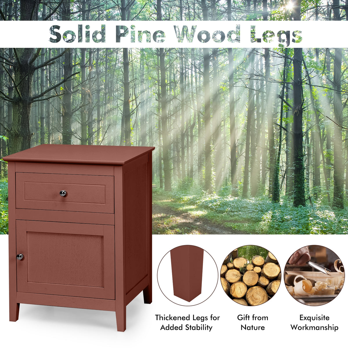 2-Tier Accent Table with Spacious Tabletop-Walnut-Nightstands-DECOROLALA