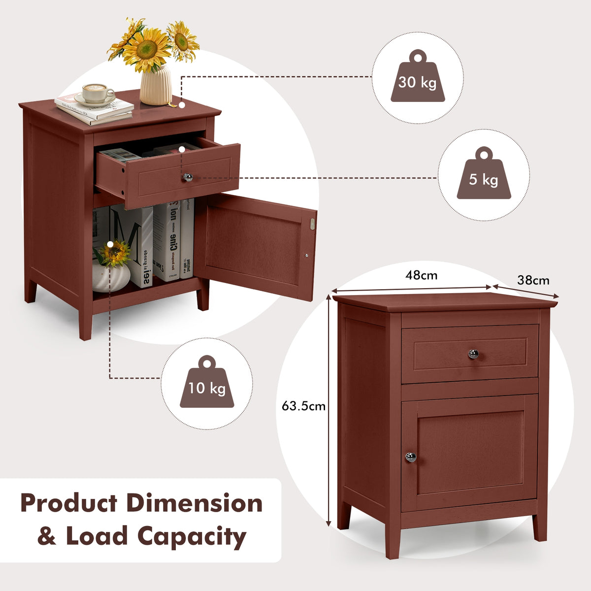 2-Tier Accent Table with Spacious Tabletop-Walnut-Nightstands-DECOROLALA