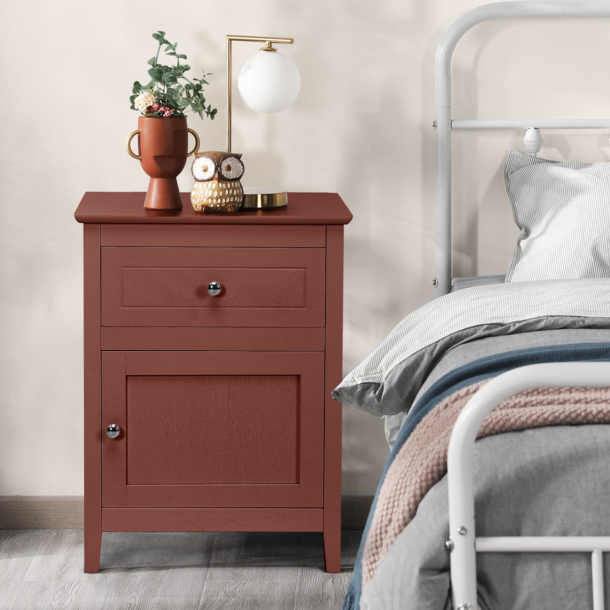 2-Tier Accent Table with Spacious Tabletop-Walnut-Nightstands-DECOROLALA