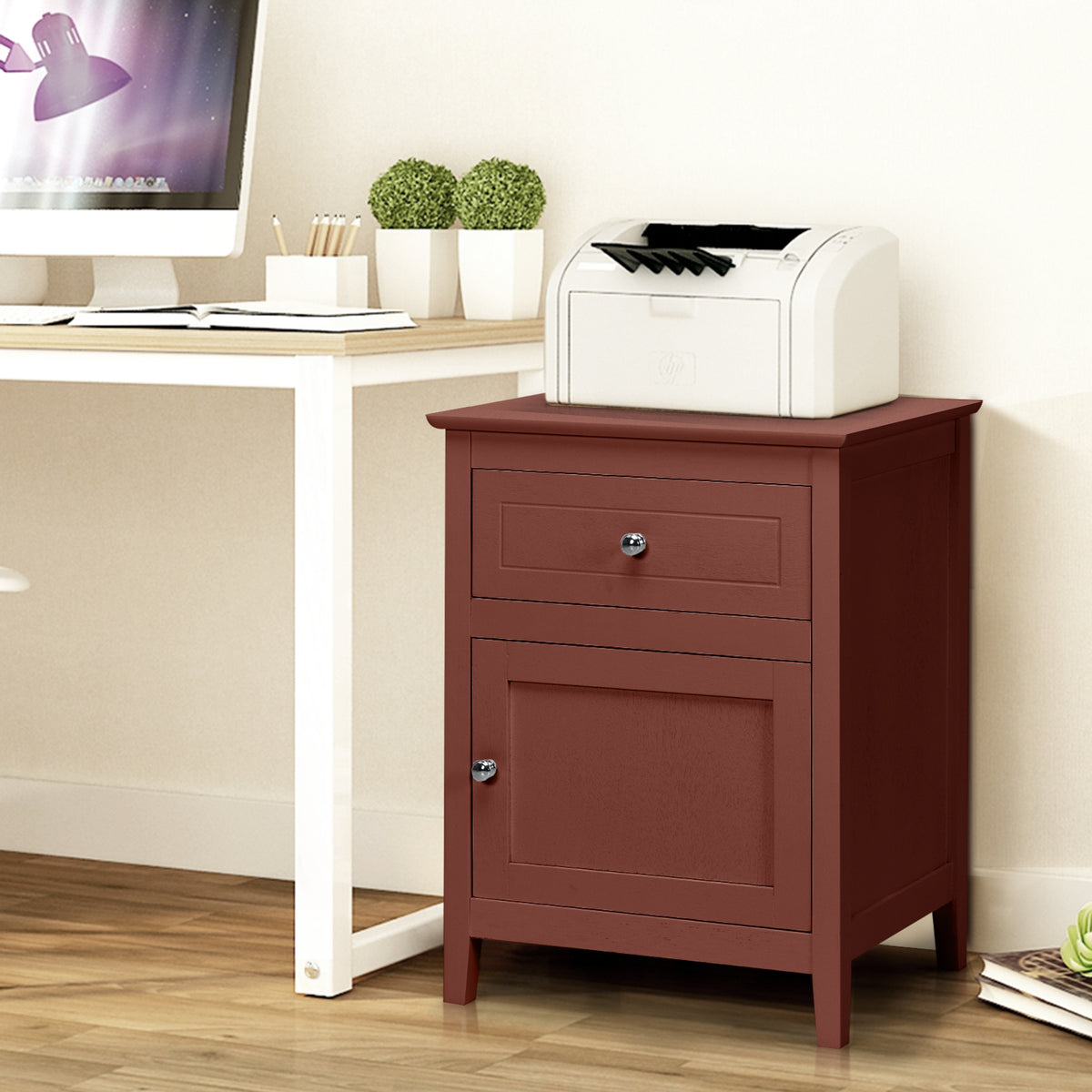 2-Tier Accent Table with Spacious Tabletop-Walnut-Nightstands-DECOROLALA