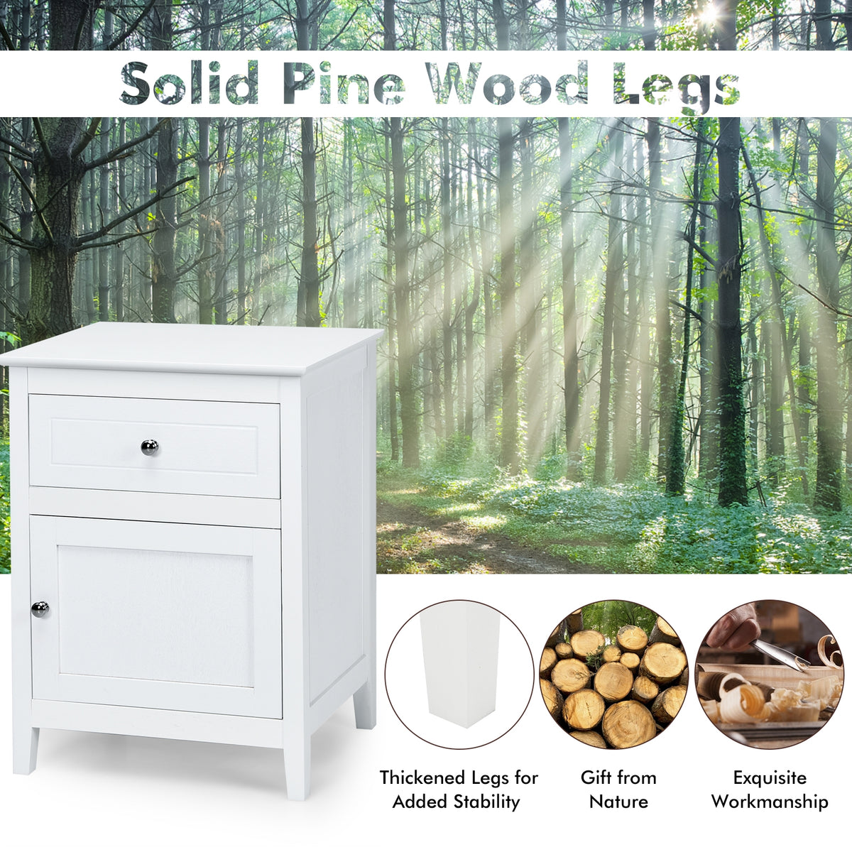 2-Tier Accent Table with Spacious Tabletop-White-Nightstands-DECOROLALA