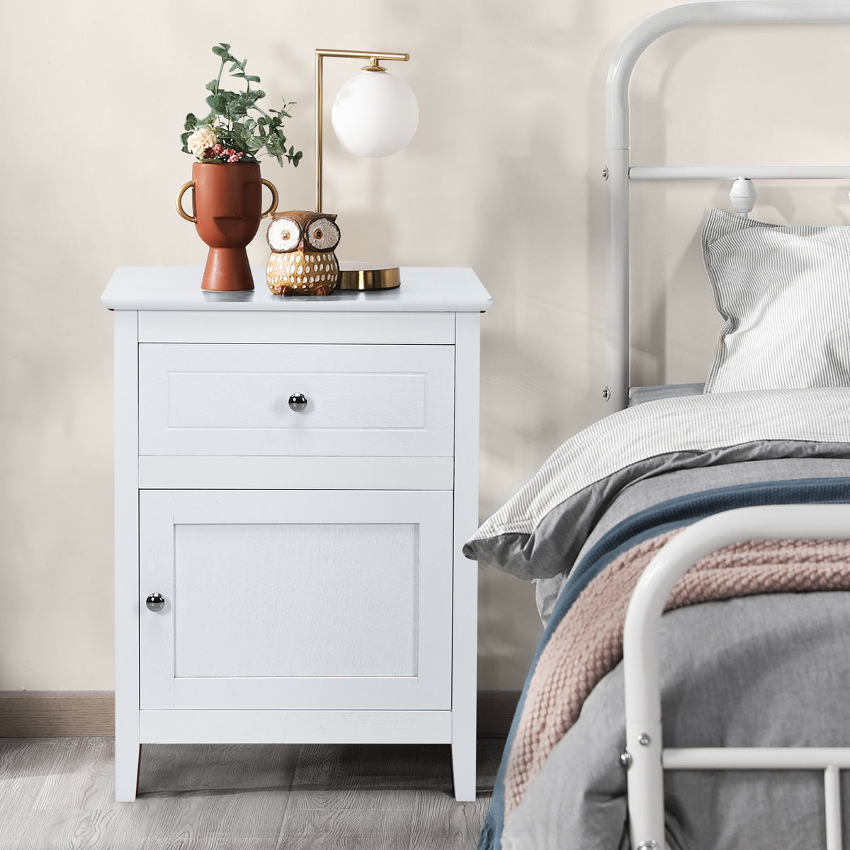 2-Tier Accent Table with Spacious Tabletop-White-Nightstands-DECOROLALA