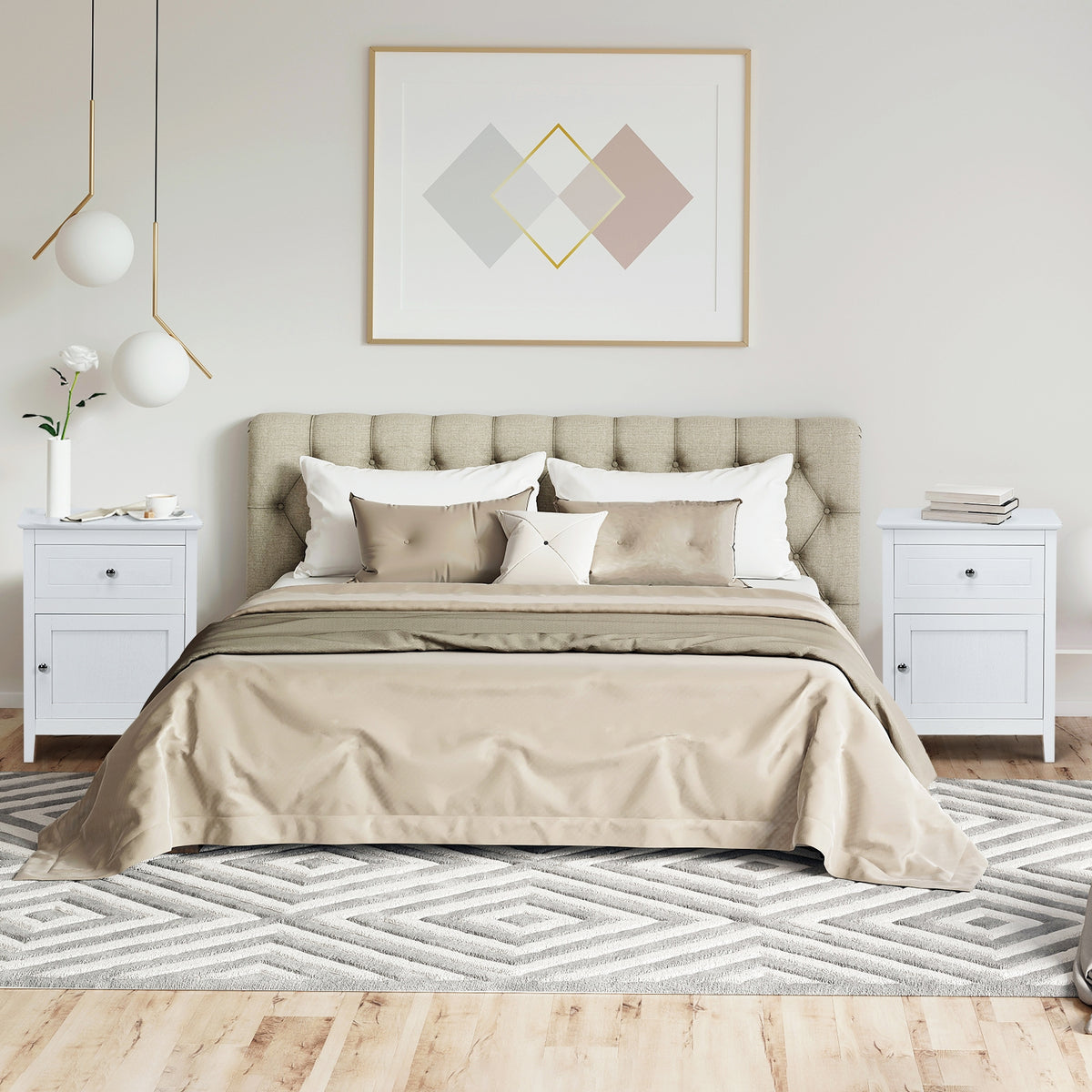 2-Tier Accent Table with Spacious Tabletop-White-Nightstands-DECOROLALA