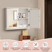 2-Tier Bathroom Wall-Mounted Mirror Storage Cabinet - White-Wall Cabinets-DECOROLALA