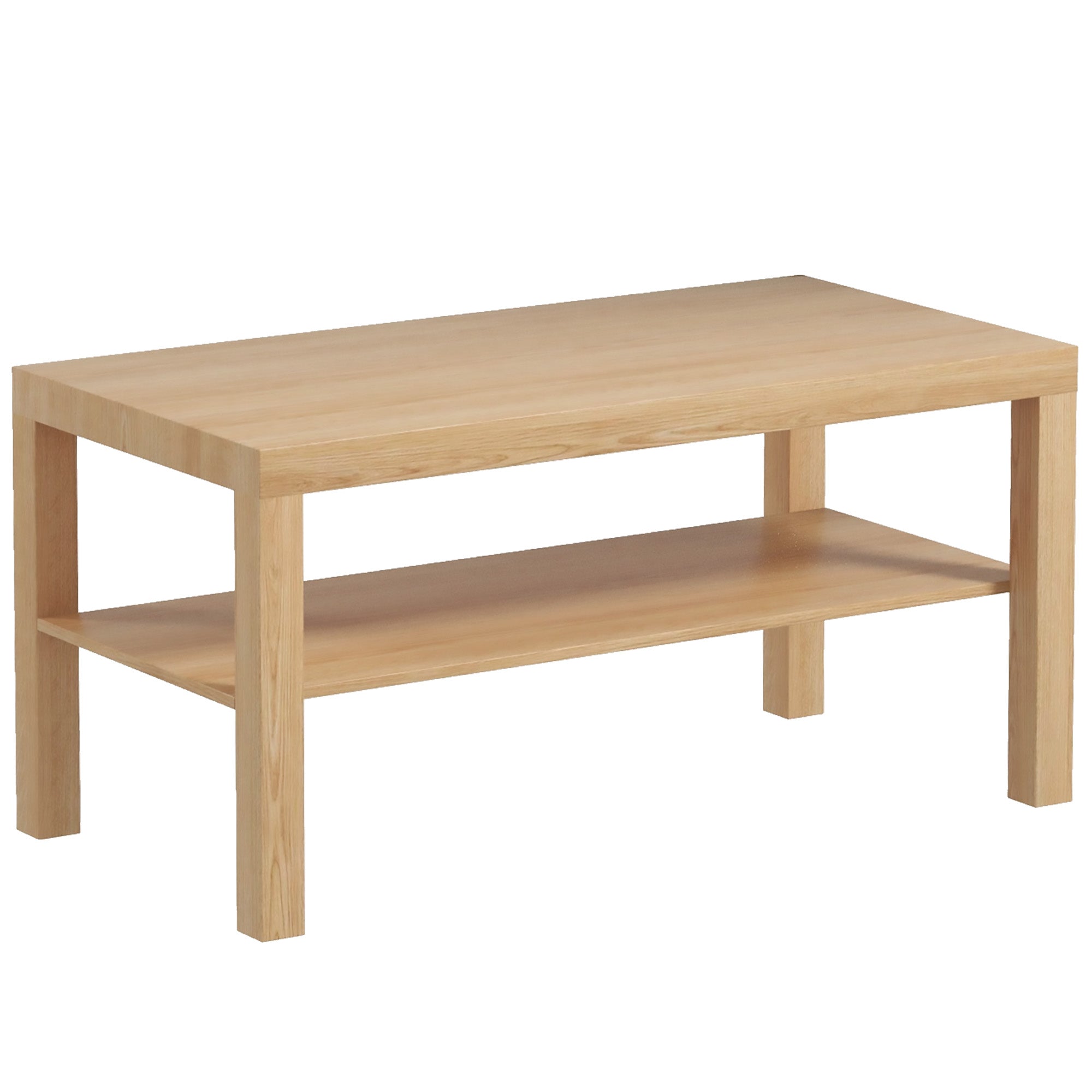 2-Tier Coffee Table with Storage Shelf - Natural Wood 35.5"-Home Furnishings > Living Room Furniture > Coffee Tables-DECOROLALA