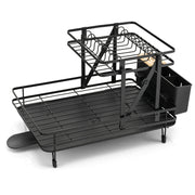 2-Tier Collapsible Dish Rack with Removable Drip Tray-Black-Dish Racks-DECOROLALA
