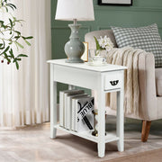 2 Tier End Bedside Sofa Side Table Narrow Nightstand-White-End & Side Tables-DECOROLALA