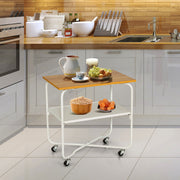 2-Tier End Table with Metal Storage Shelf and Foldable Frame-Natural-End & Side Tables-DECOROLALA
