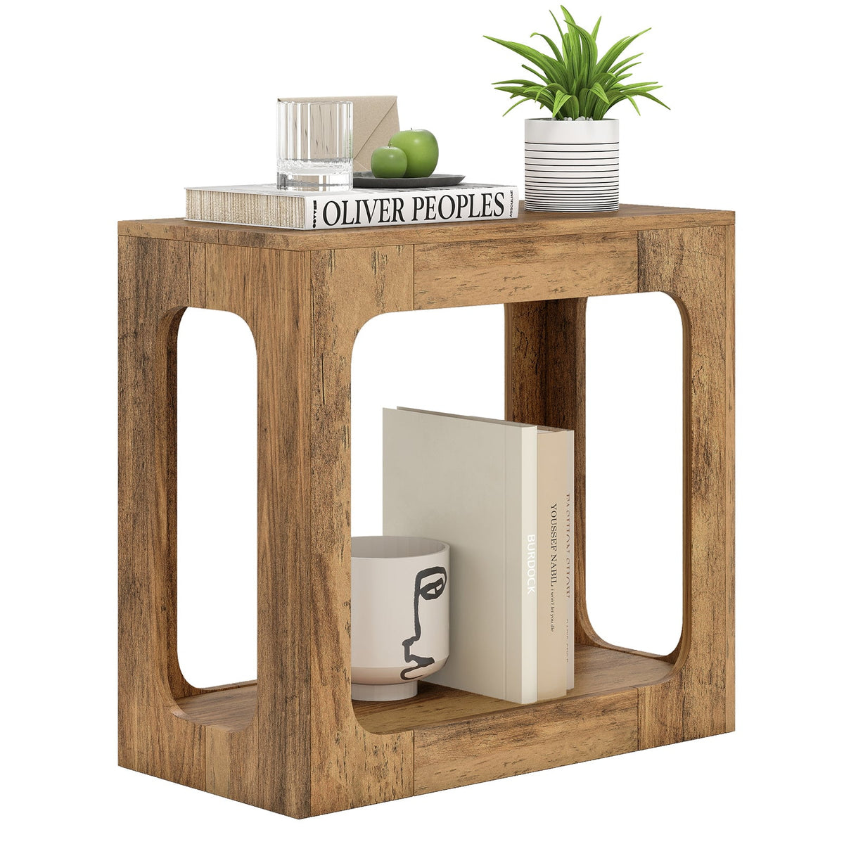2-Tier End Table with Storage Shelf for Living Room-Oak-End & Side Tables-DECOROLALA