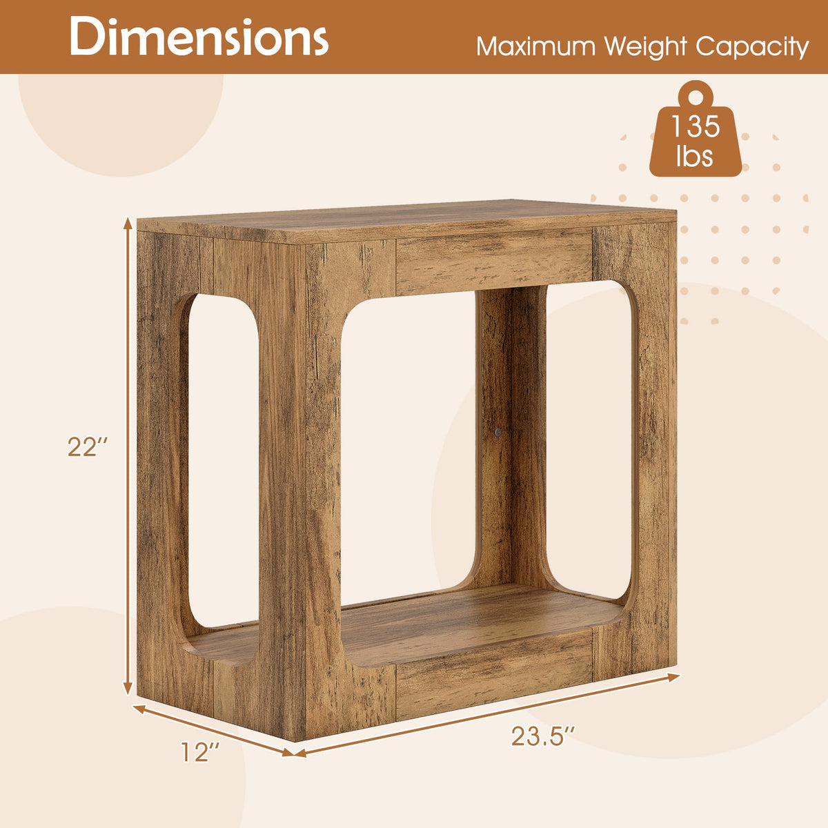 2-Tier End Table with Storage Shelf for Living Room-Oak-End & Side Tables-DECOROLALA