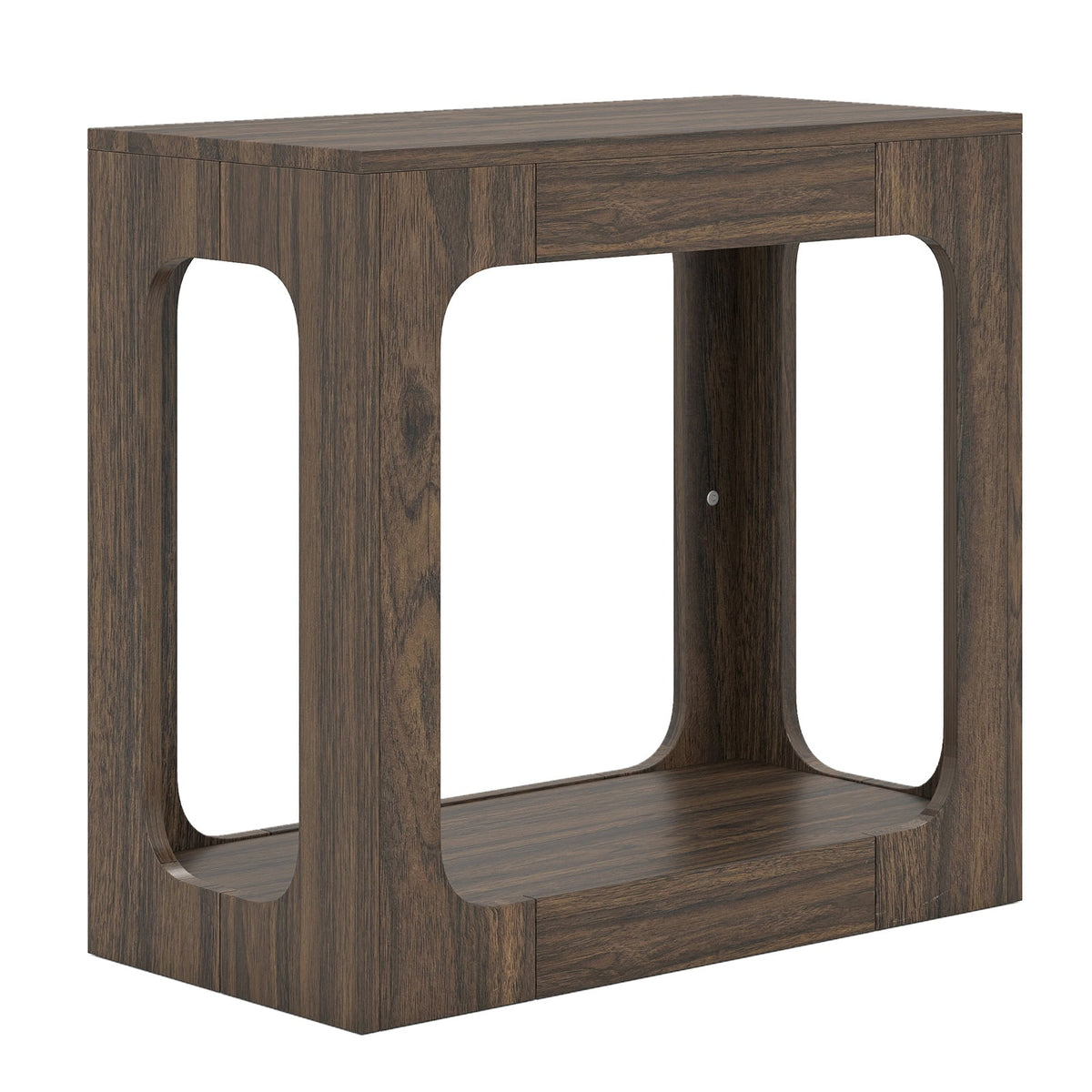 2-Tier End Table with Storage Shelf for Living Room-Walnut-End & Side Tables-DECOROLALA