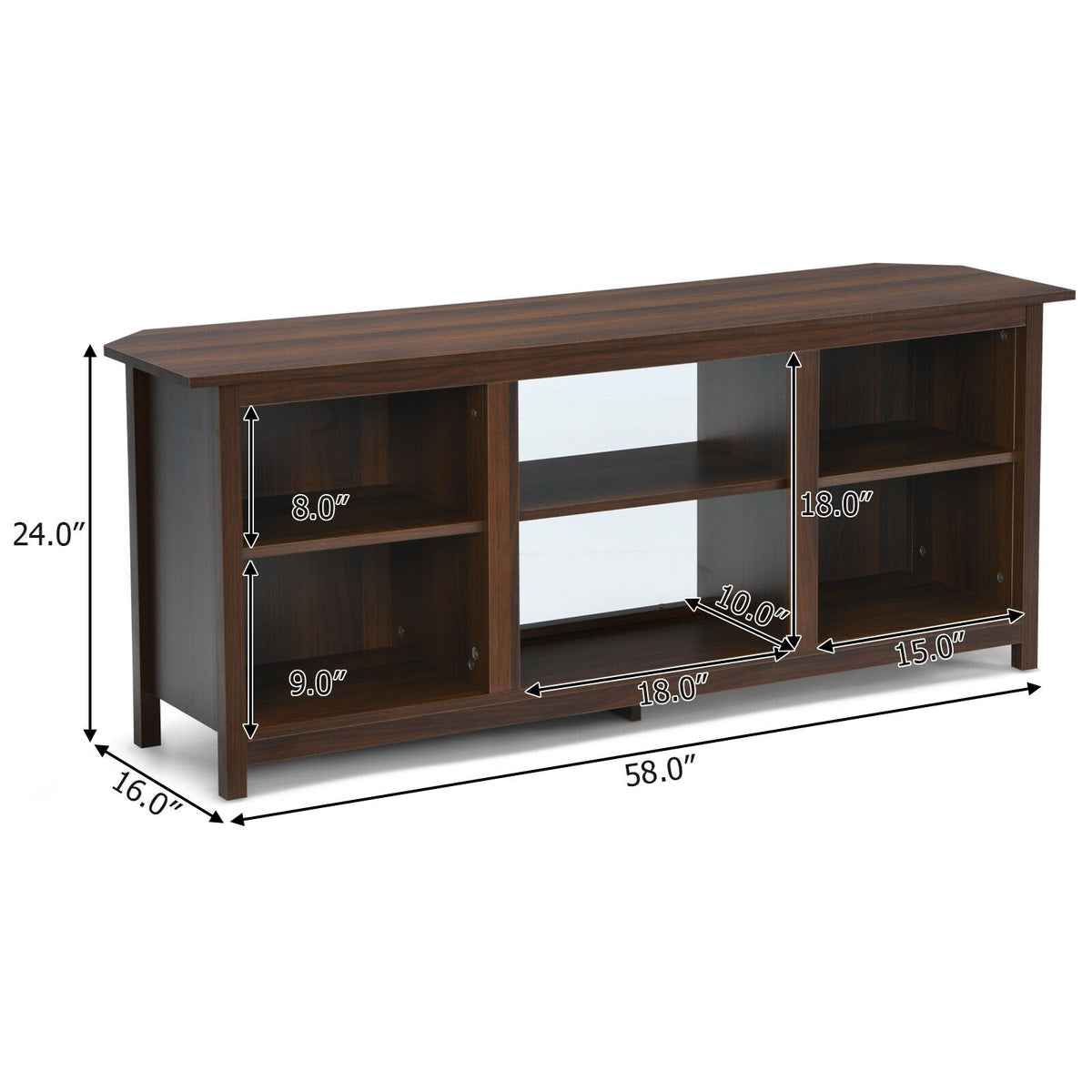 2-Tier Entertainment Media Console Center-Brown-Entertainment Centers & TV Stands-DECOROLALA