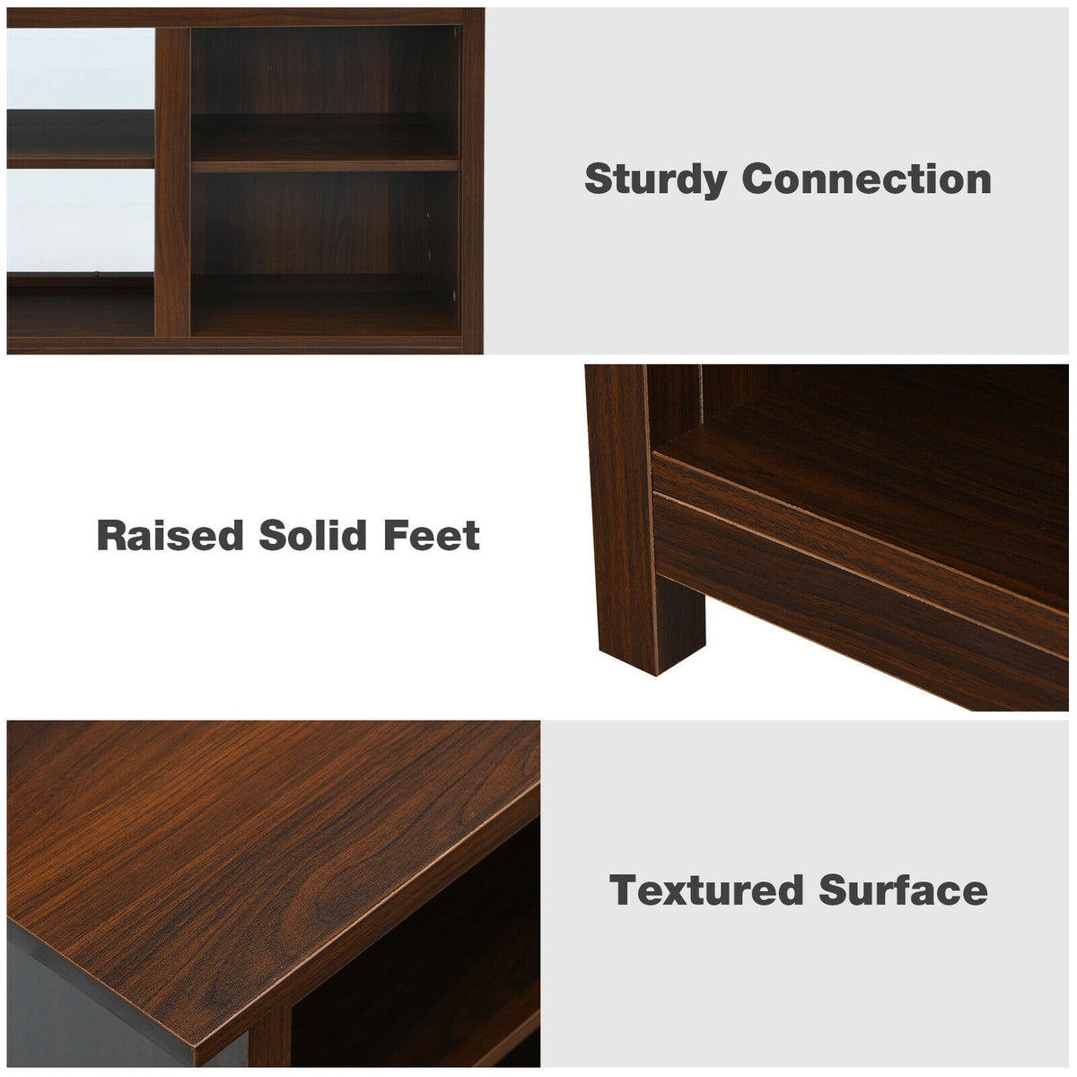 2-Tier Entertainment Media Console Center-Brown-Entertainment Centers & TV Stands-DECOROLALA