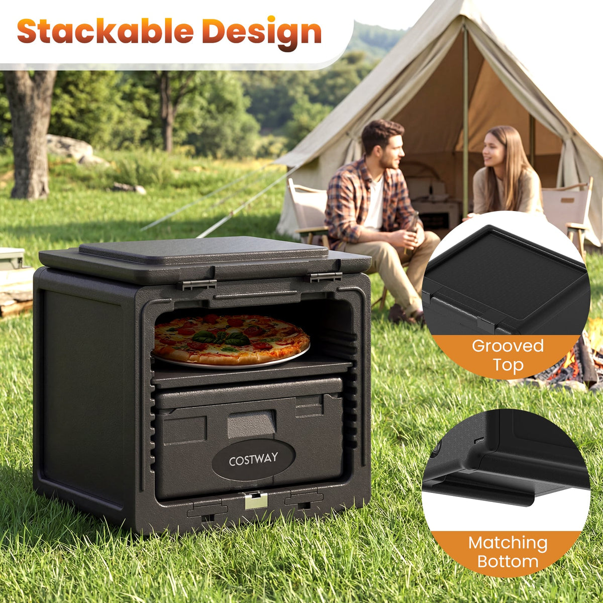 2 Tier Insulated Food Pan Carrier Food Warmer with Removable Tray and Box-Food Warmers & Burners-DECOROLALA