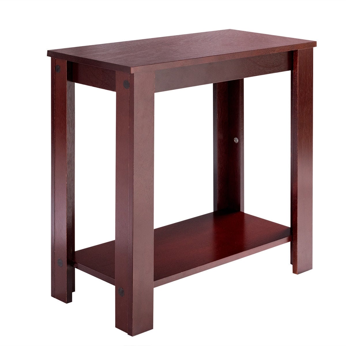 2-Tier Modern Compact End Table with Storage Shelf-Espresso-End & Side Tables-DECOROLALA