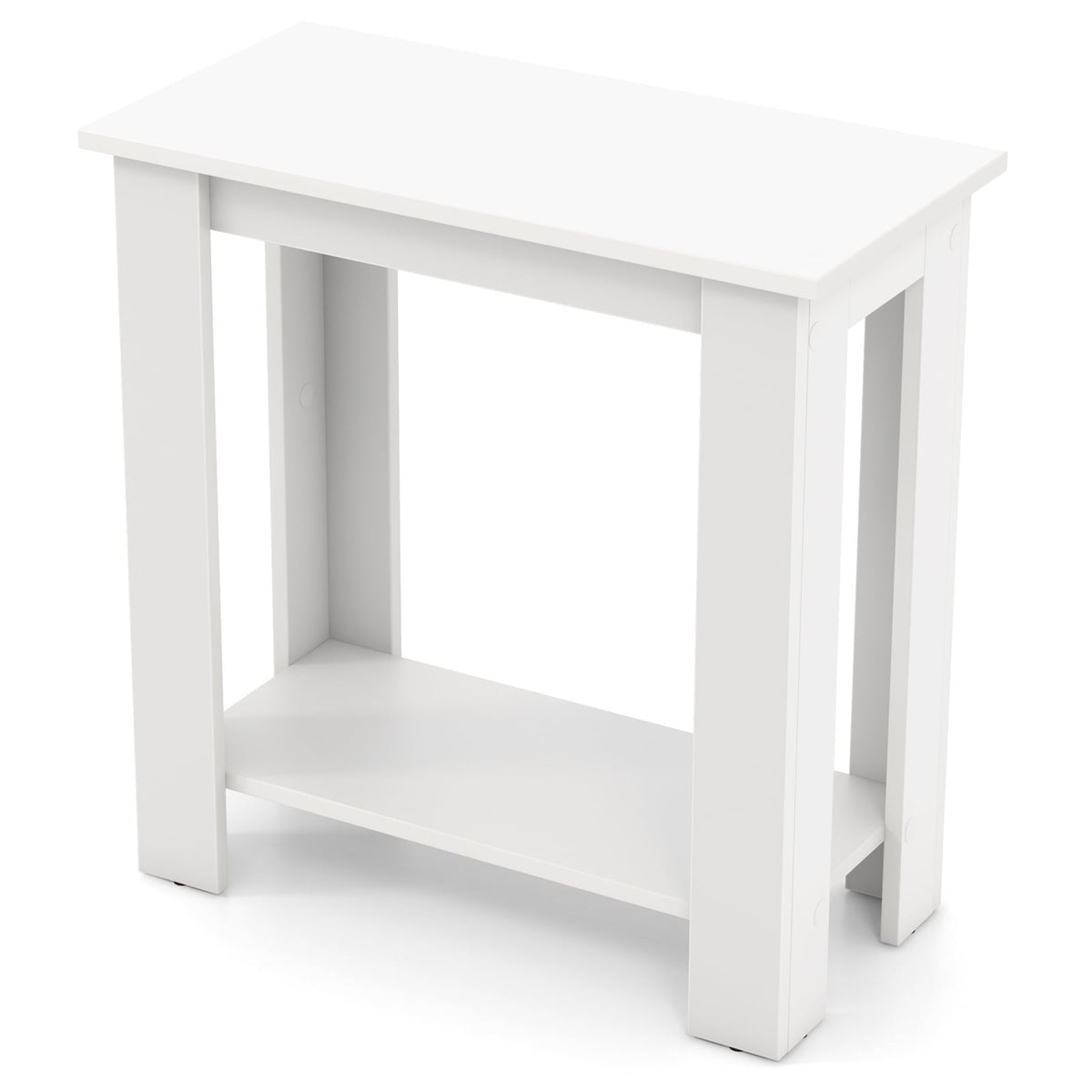 2-Tier Modern Compact End Table with Storage Shelf-White-End & Side Tables-DECOROLALA