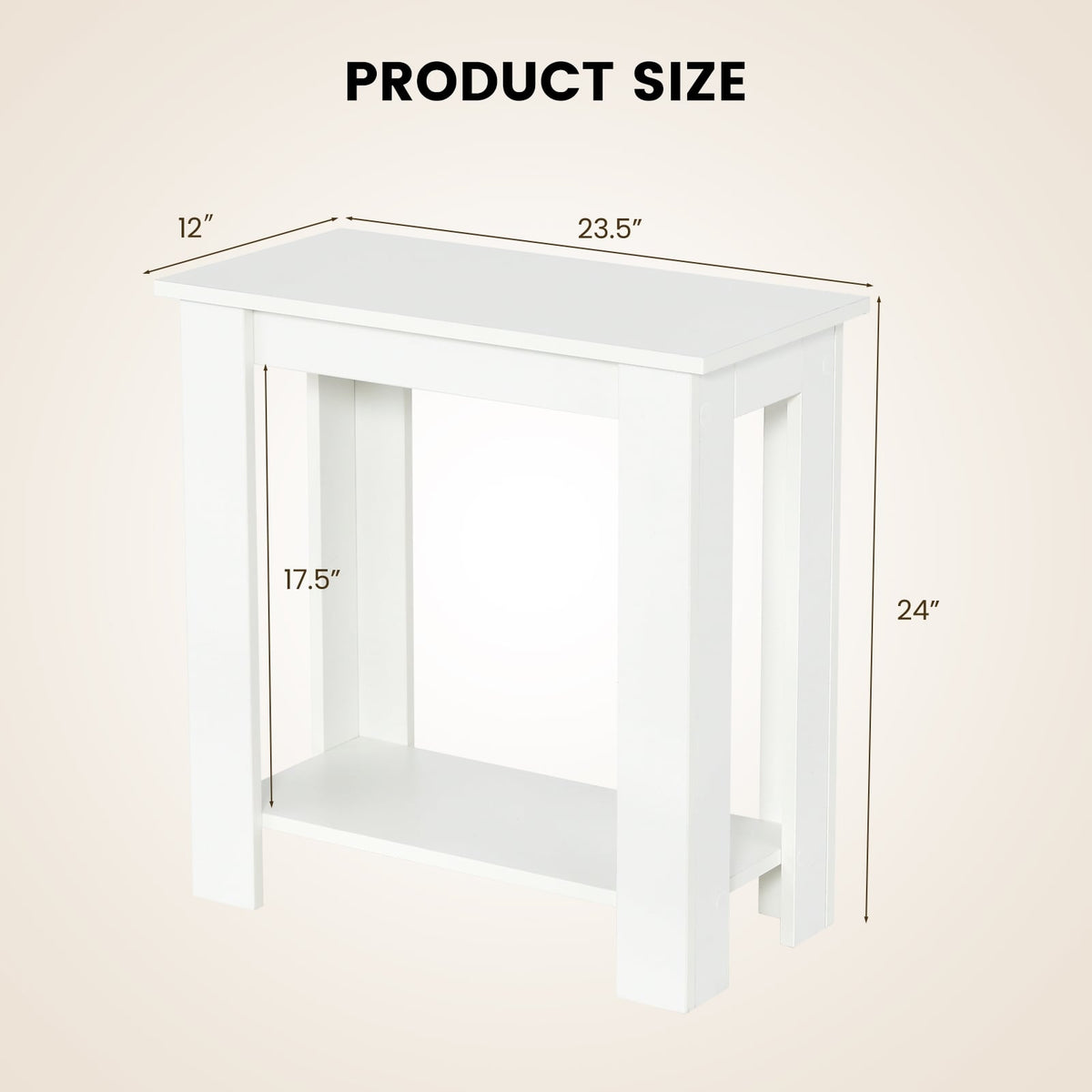 2-Tier Modern Compact End Table with Storage Shelf-White-End & Side Tables-DECOROLALA