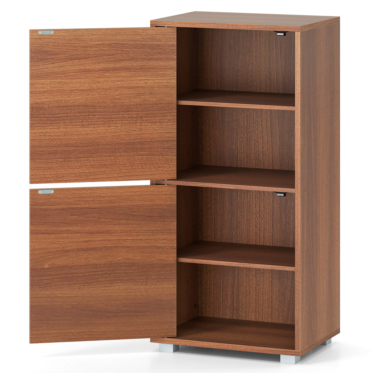 2-Tier Modern Style Nightstand with Drawer and Open Shelf-Walnut-End & Side Tables-DECOROLALA
