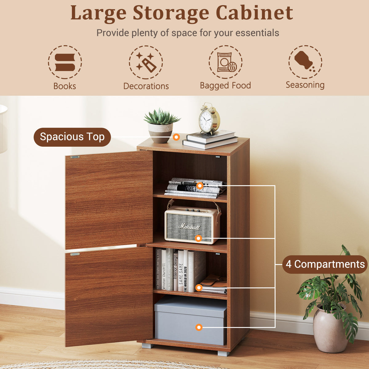 2-Tier Modern Style Nightstand with Drawer and Open Shelf-Walnut-End & Side Tables-DECOROLALA
