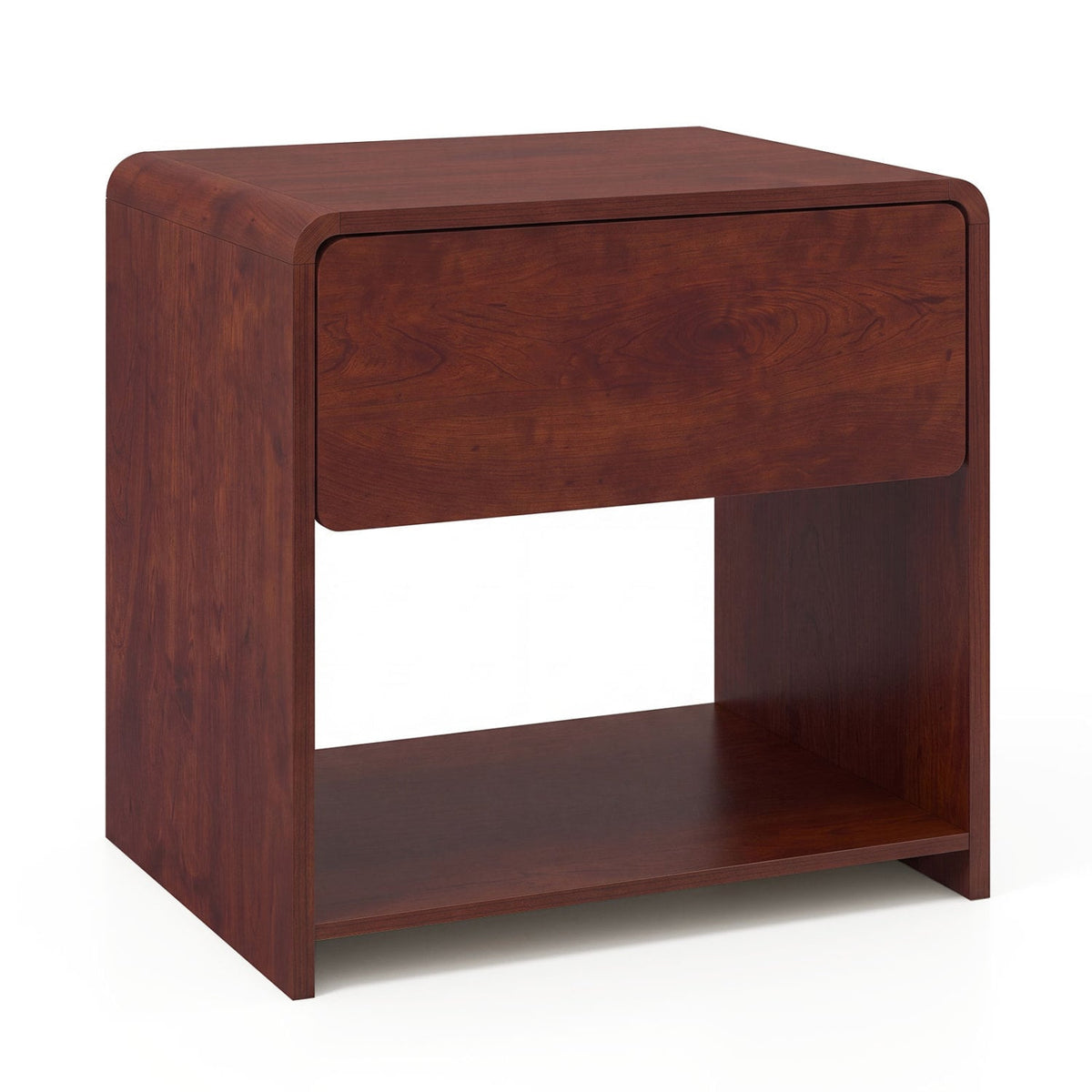 2-Tier Modern Style Nightstand with Drawer and Open Shelf for Bedroom-Walnut-Nightstands-DECOROLALA