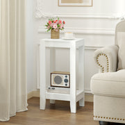 2-Tier Nightstand End Side Wooden Legs Table for Bedroom-White-End & Side Tables-DECOROLALA
