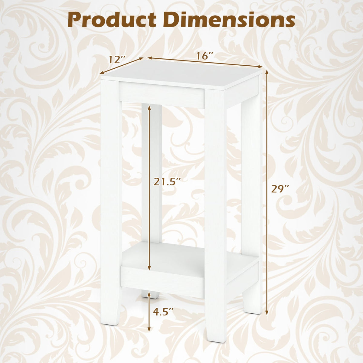 2-Tier Nightstand End Side Wooden Legs Table for Bedroom-White-End & Side Tables-DECOROLALA