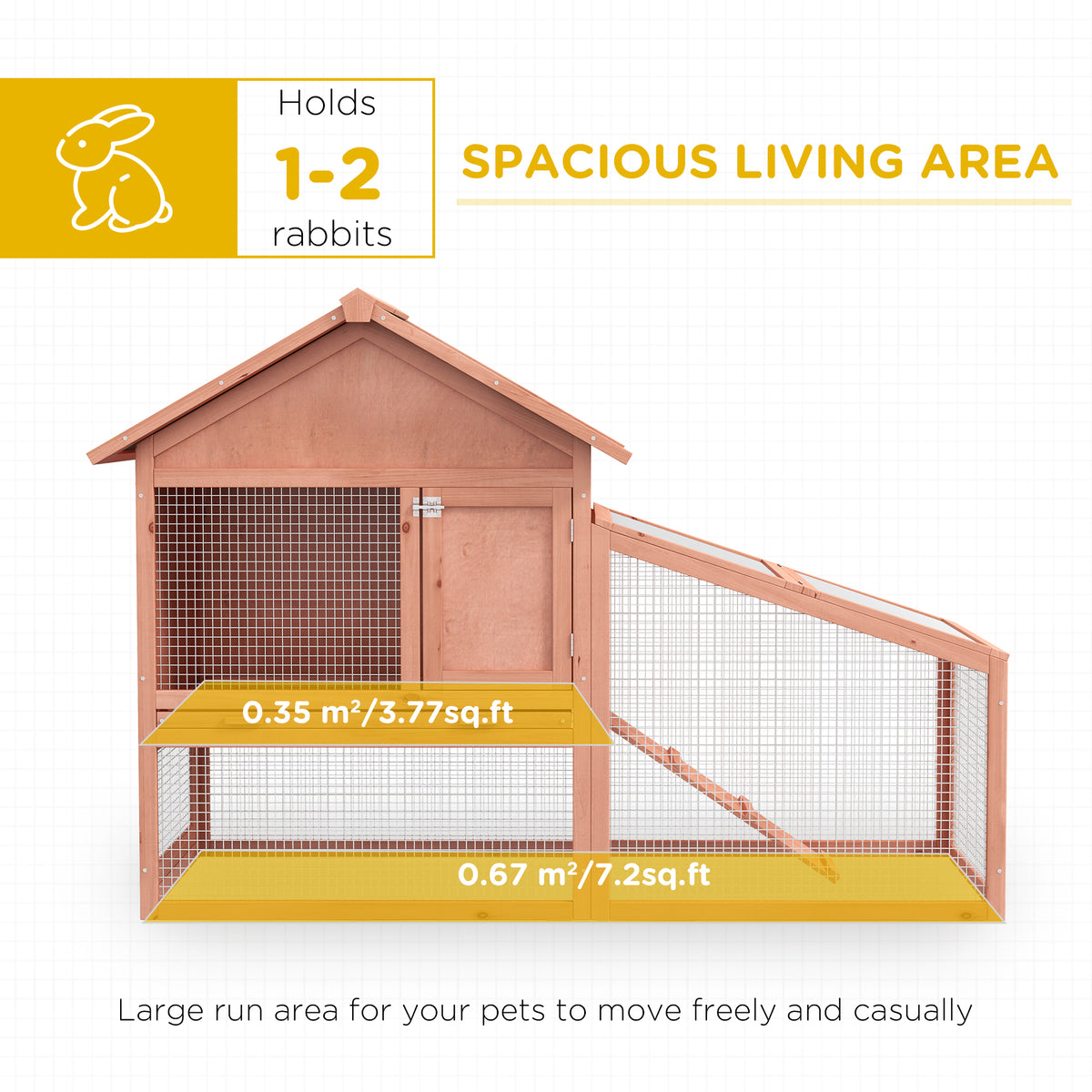 2-Tier Outdoor Rabbit Hutch - Gold Red Fir Wood Bunny House-Small Animals-DECOROLALA