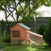 2-Tier Outdoor Rabbit Hutch - Gold Red Fir Wood Bunny House-Small Animals-DECOROLALA