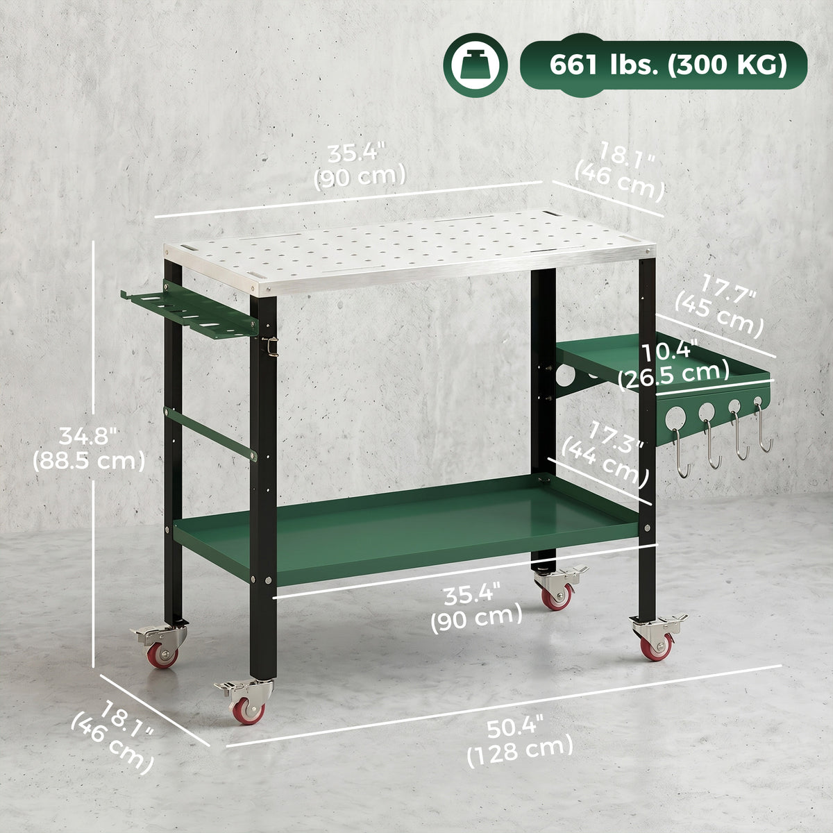 2-Tier Rolling Welding Table - 660 lbs. Capacity Steel Workbench-Home Improvement > Tools > Tool Organizers-DECOROLALA