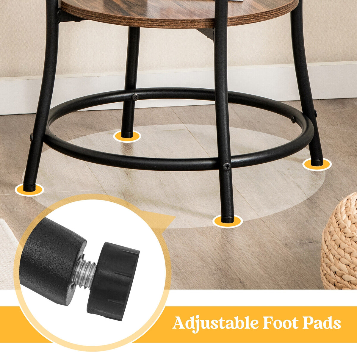 2-Tier Round End Table with Open Storage Shelf and Sturdy Metal Frame-Brown-End & Side Tables-DECOROLALA