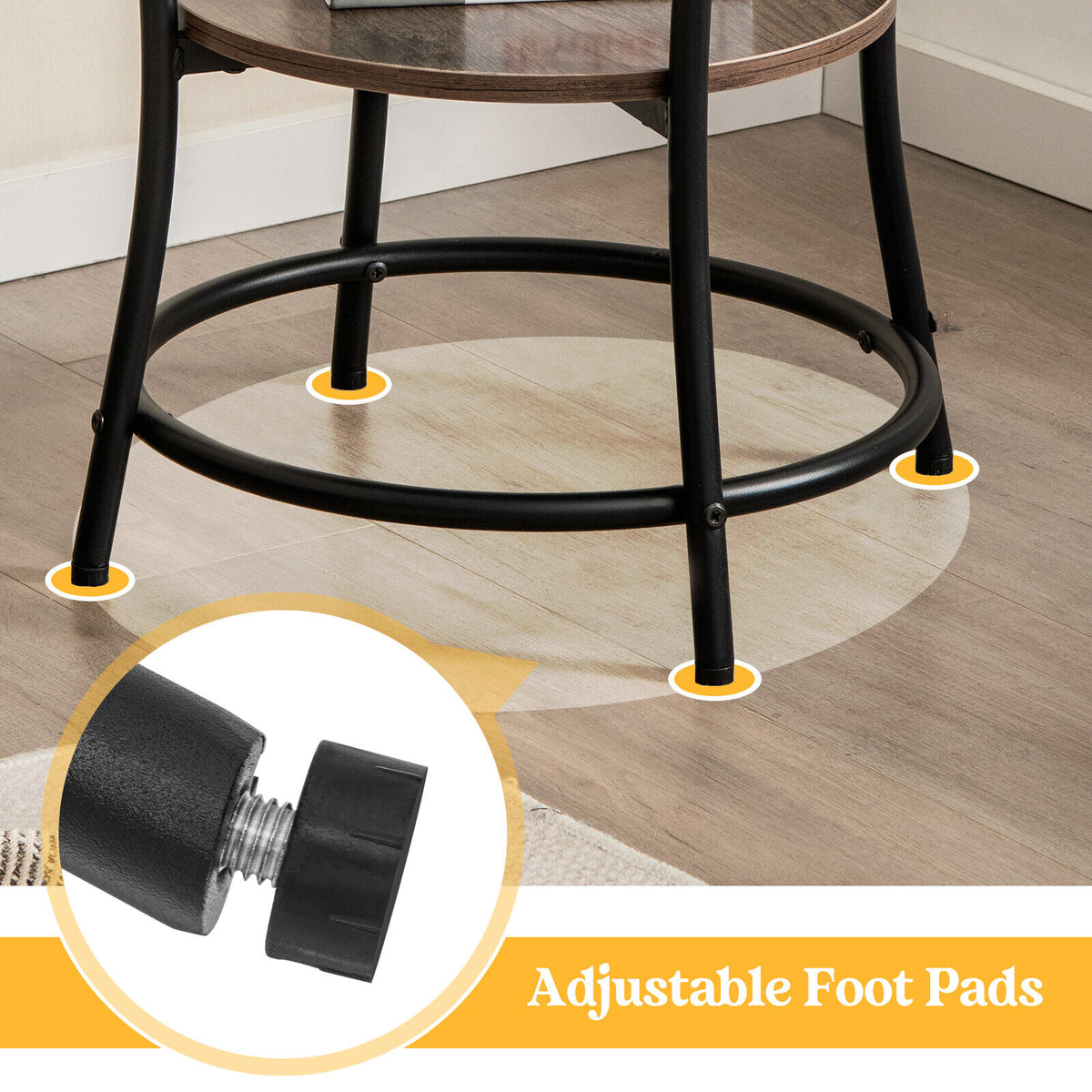 2-Tier Round End Table with Open Storage Shelf and Sturdy Metal Frame-Natural-End & Side Tables-DECOROLALA
