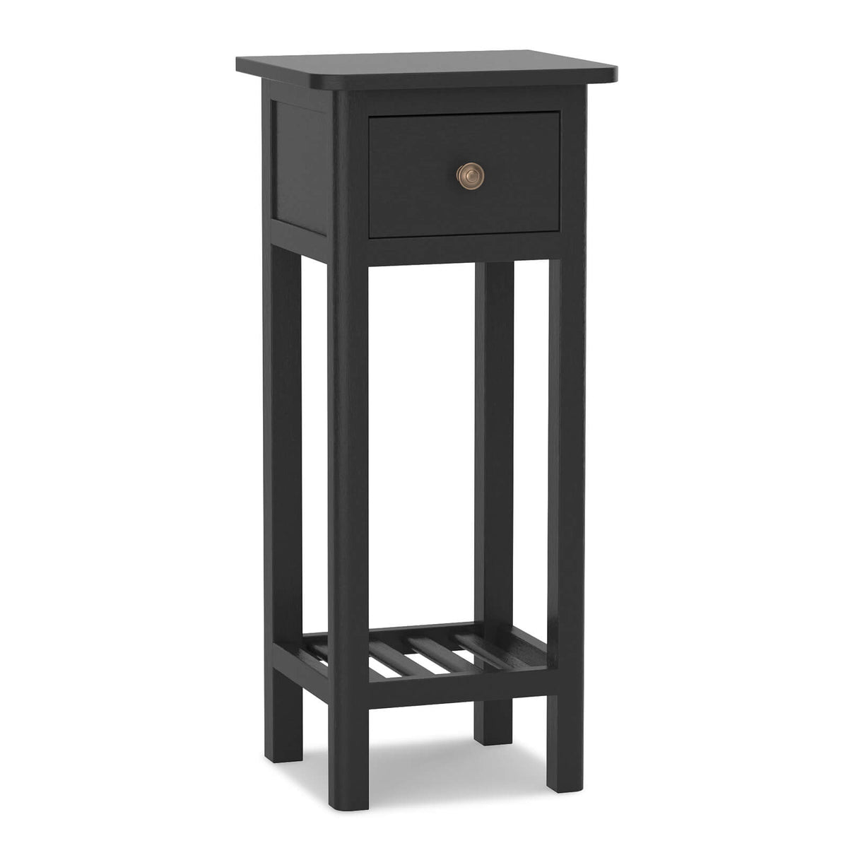 2 Tier Slim Nightstand Bedside Table with Drawer Shelf-Black-Nightstands-DECOROLALA