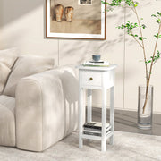 2 Tier Slim Nightstand Bedside Table with Drawer Shelf-White-Nightstands-DECOROLALA