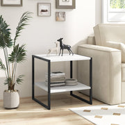 2-Tier Square End Table with Storage Shelf Reversible Design-White-End & Side Tables-DECOROLALA