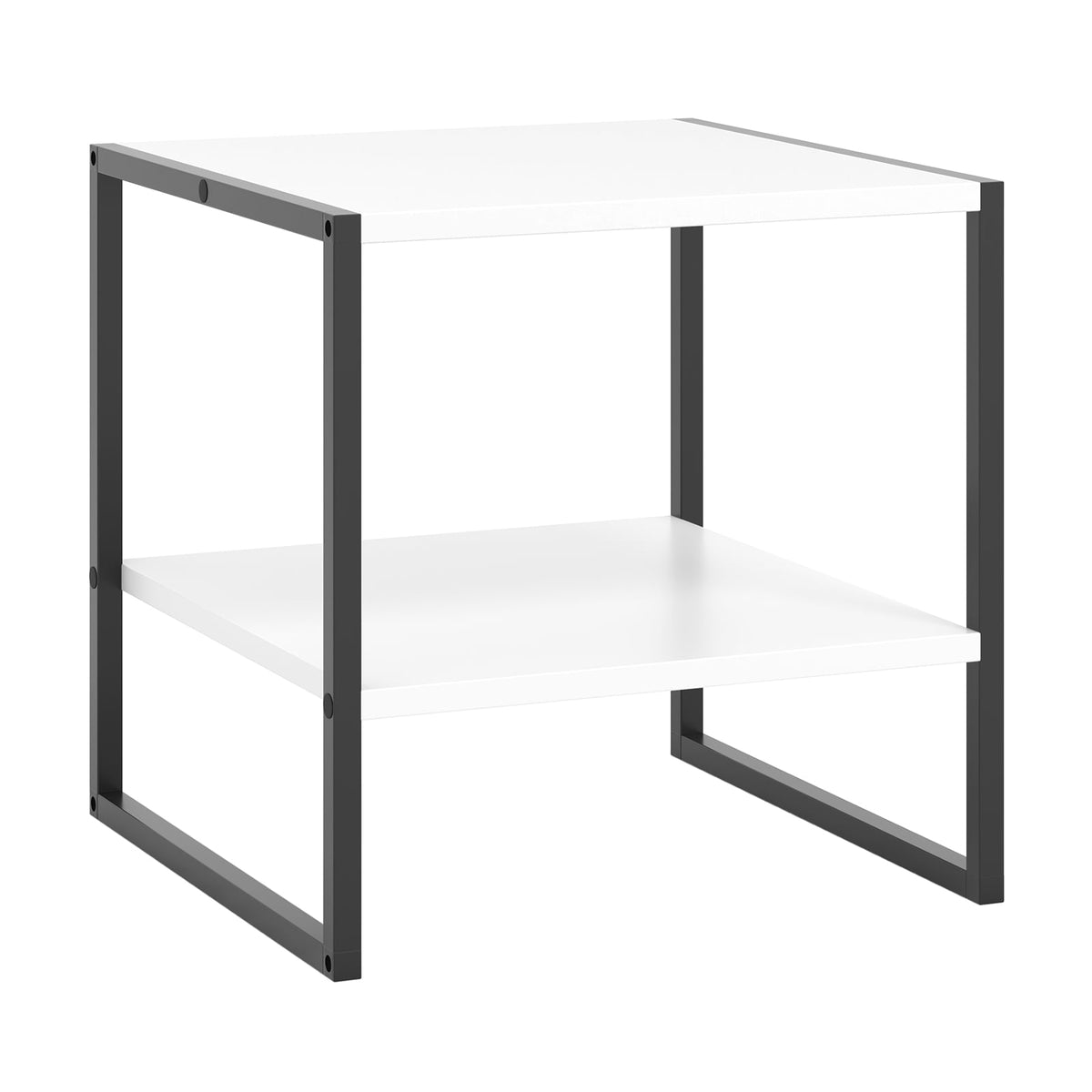 2-Tier Square End Table with Storage Shelf Reversible Design-White-End & Side Tables-DECOROLALA