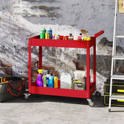 2-Tier Steel Rolling Tool Cart - Red 330lbs Capacity-Home Improvement > Tools > Tool Organizers-DECOROLALA