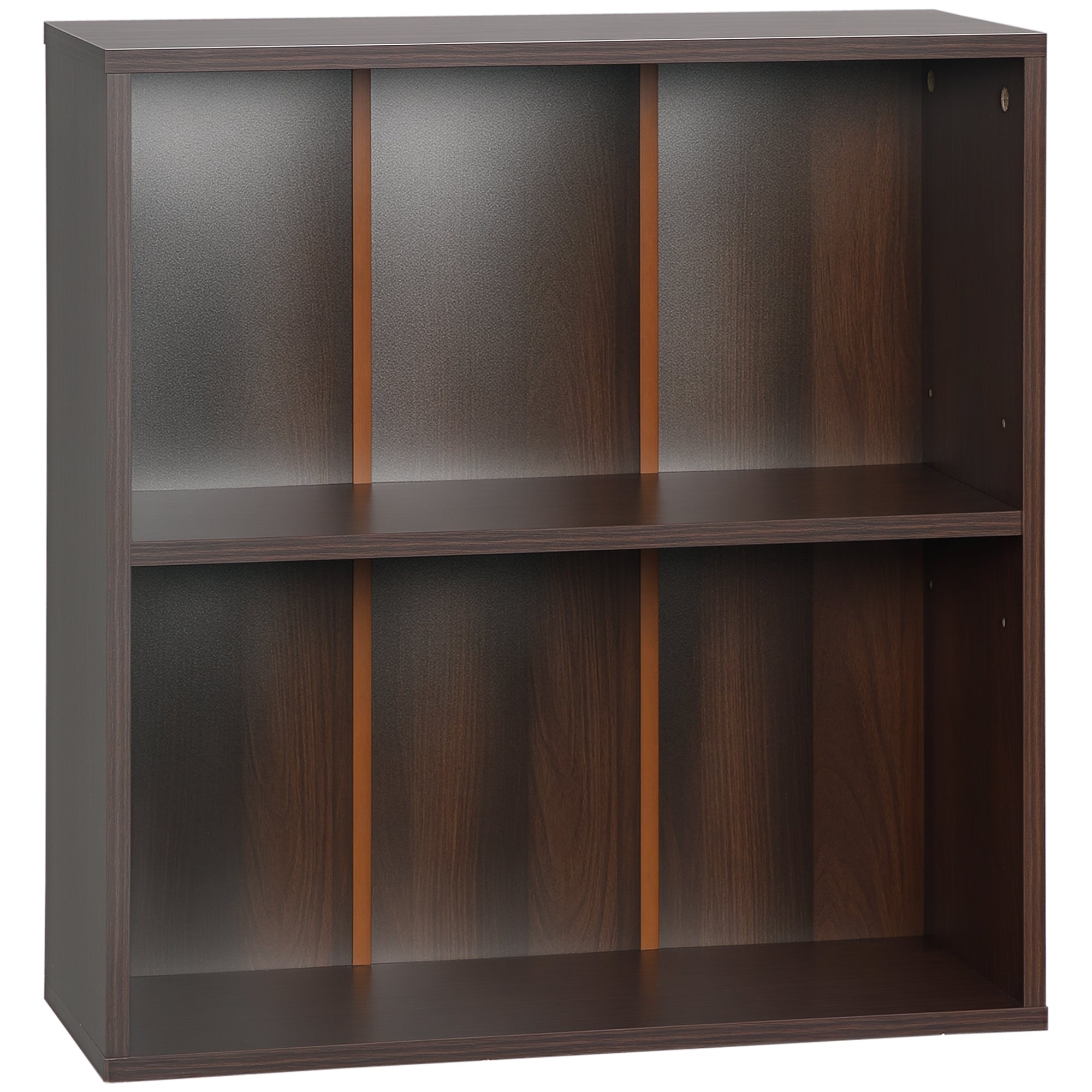 2-Tier Wood Bookshelf - Walnut 24"H Adjustable Storage Unit-Home Furnishings > Storage & Organization > Bookshelves & Bookcases > Small Bookshelves-DECOROLALA