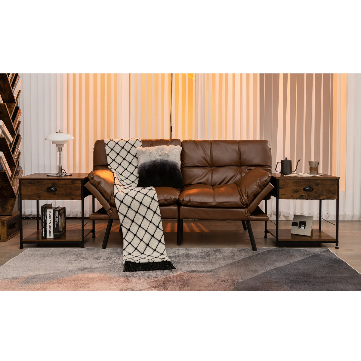 2 Tiers Nightstand with Open Storage Shelf for Living Room Bedroom-1 Piece-Nightstands-DECOROLALA