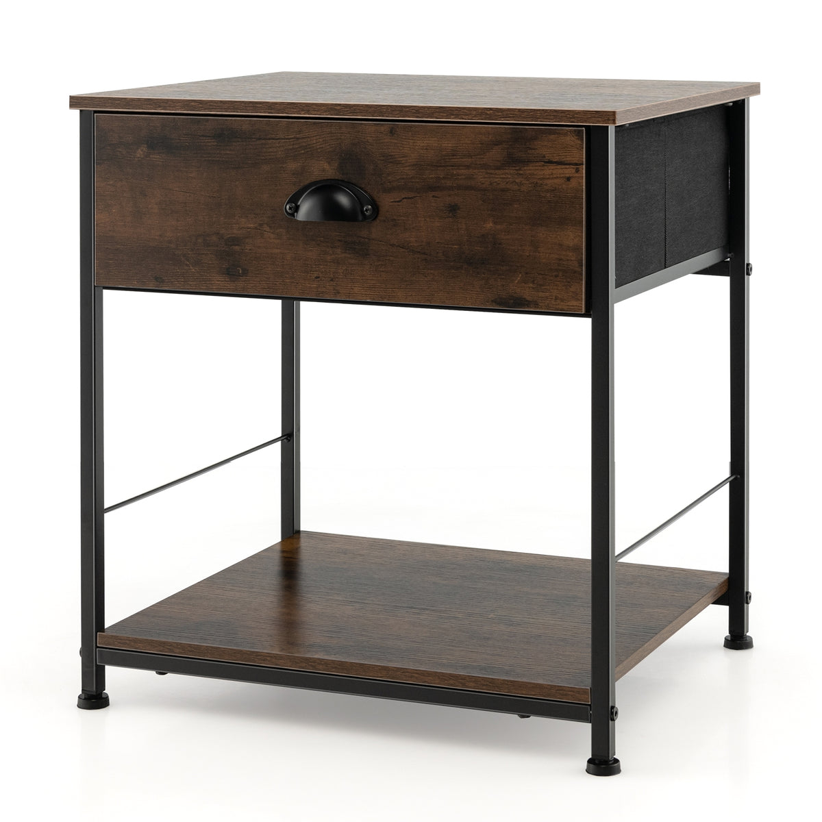 2 Tiers Nightstand with Open Storage Shelf for Living Room Bedroom-1 Piece-Nightstands-DECOROLALA