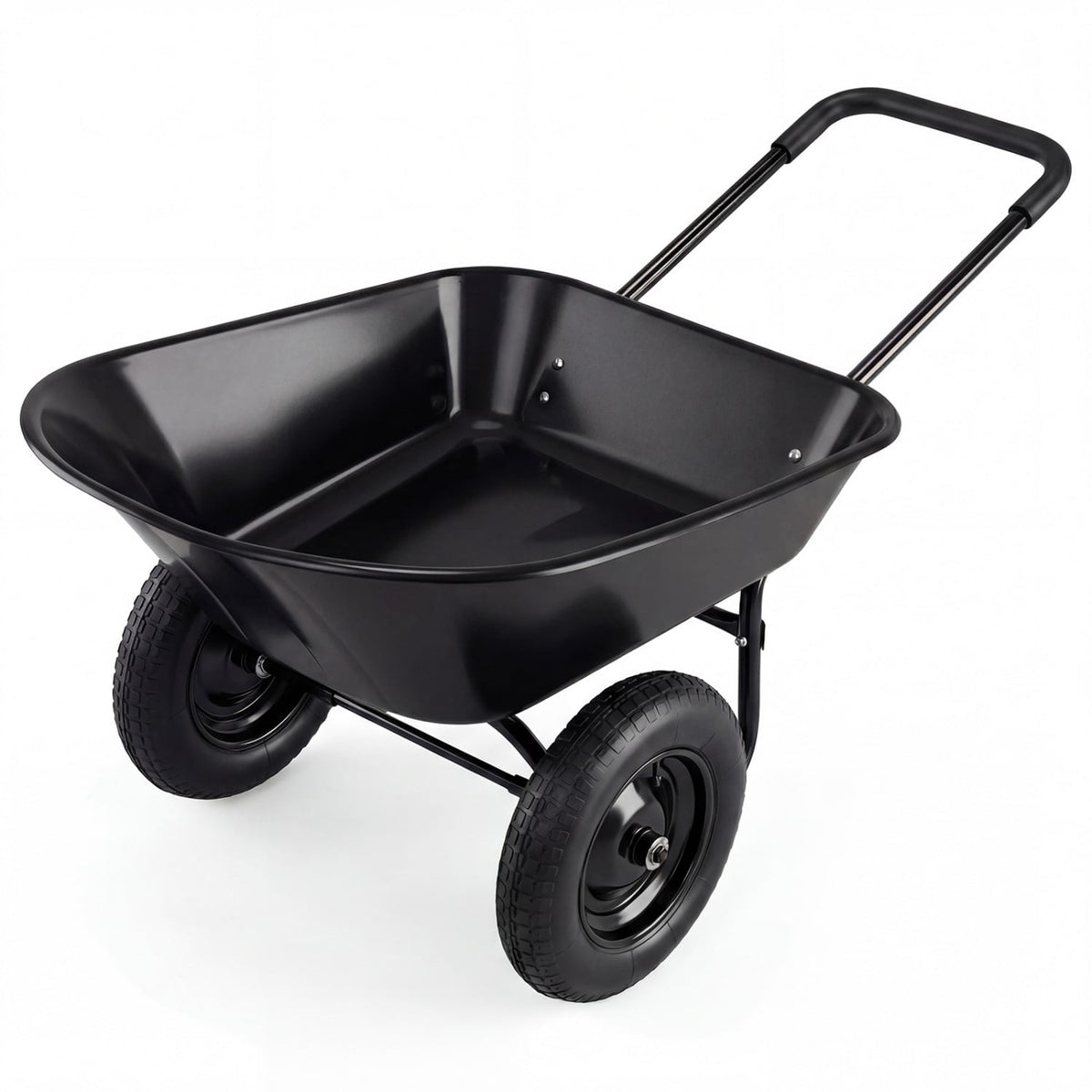 2 Tire Wheelbarrow Garden Cart Heavy-duty Dolly Utility Cart-Black-Garden Carts-DECOROLALA