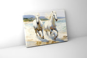 2 White Stallions 48x36 Canvas Art-Canvas Print-DECOROLALA