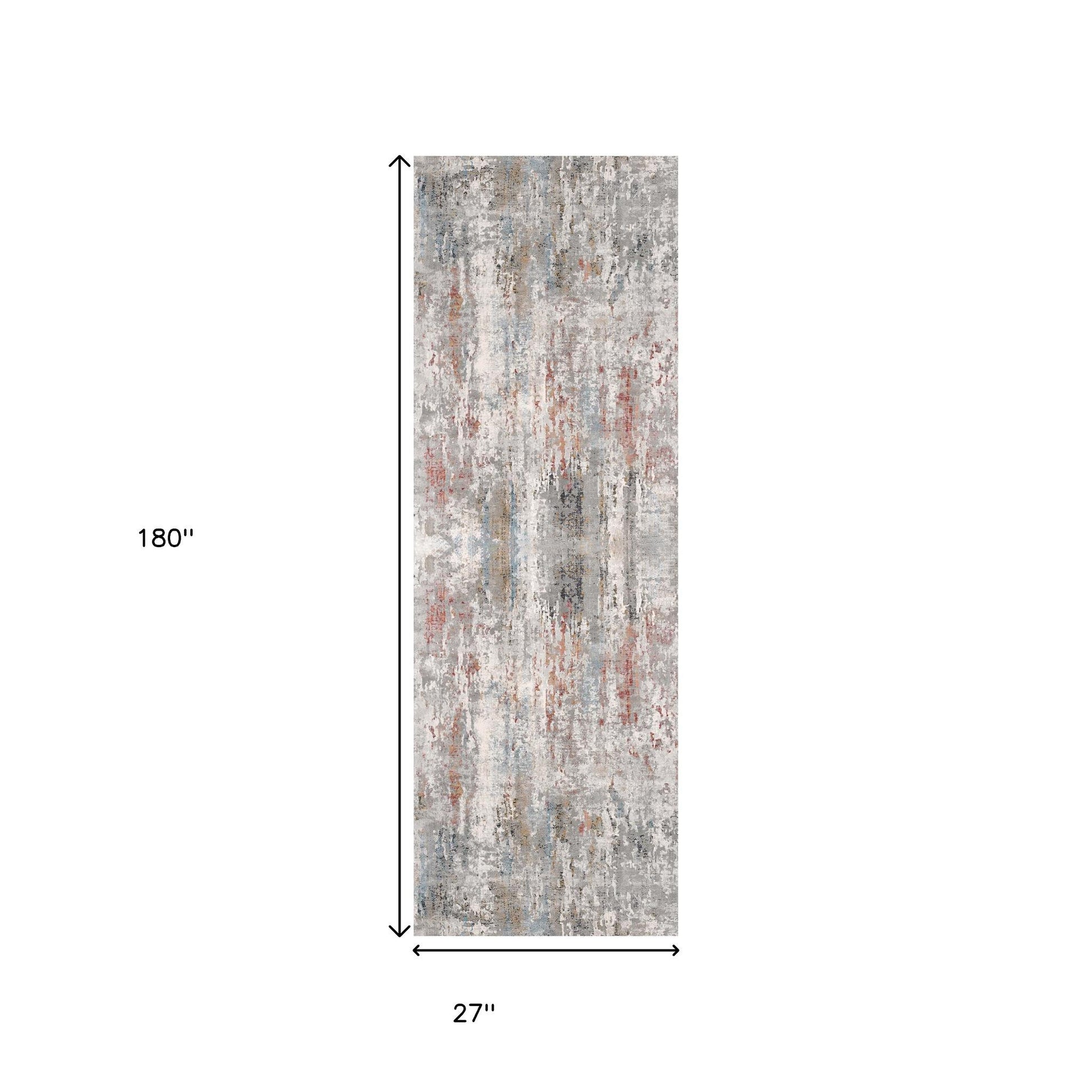 2' X 10' Gray Abstract Pattern Runner Rug-Area Rugs-DECOROLALA