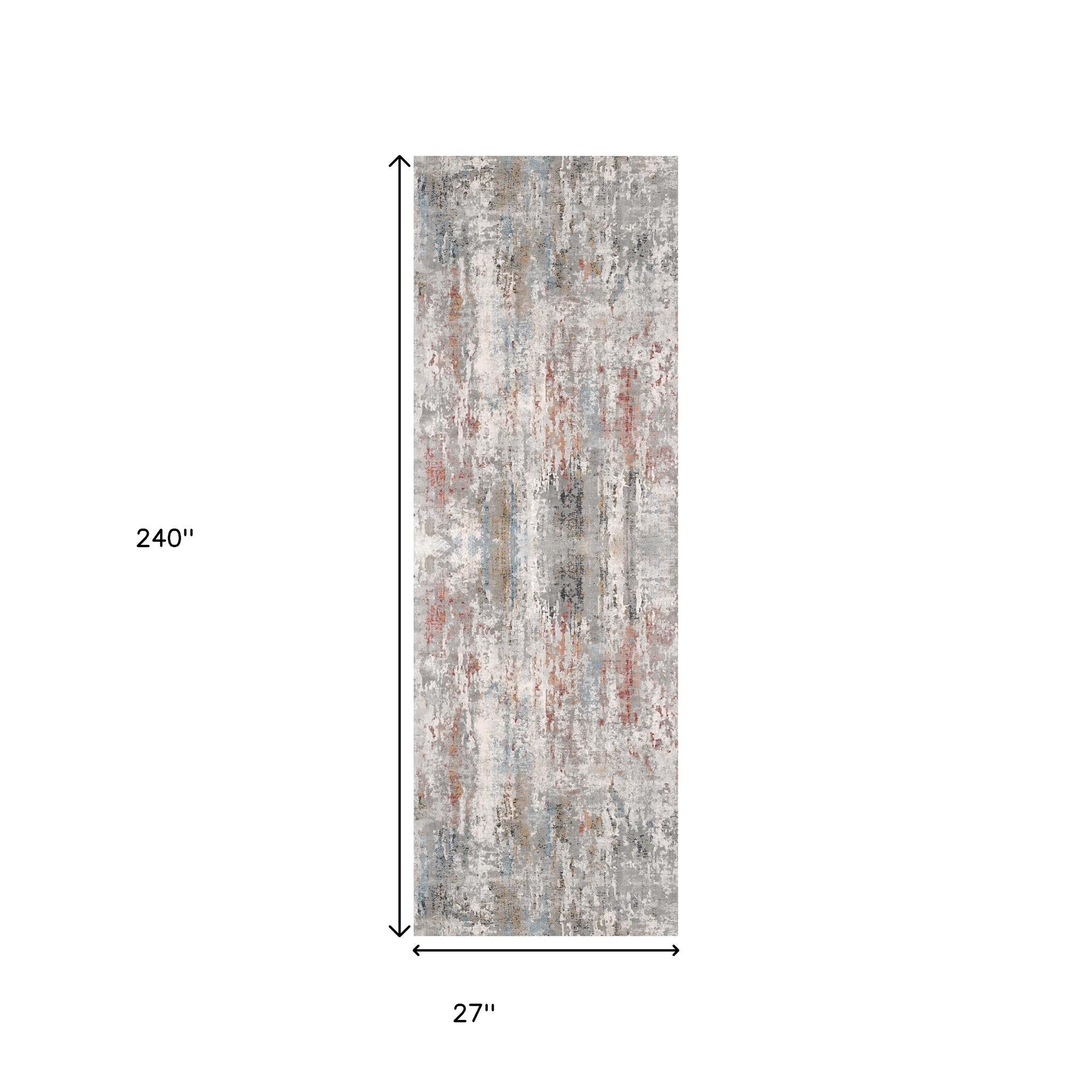 2' X 10' Gray Abstract Pattern Runner Rug-Area Rugs-DECOROLALA
