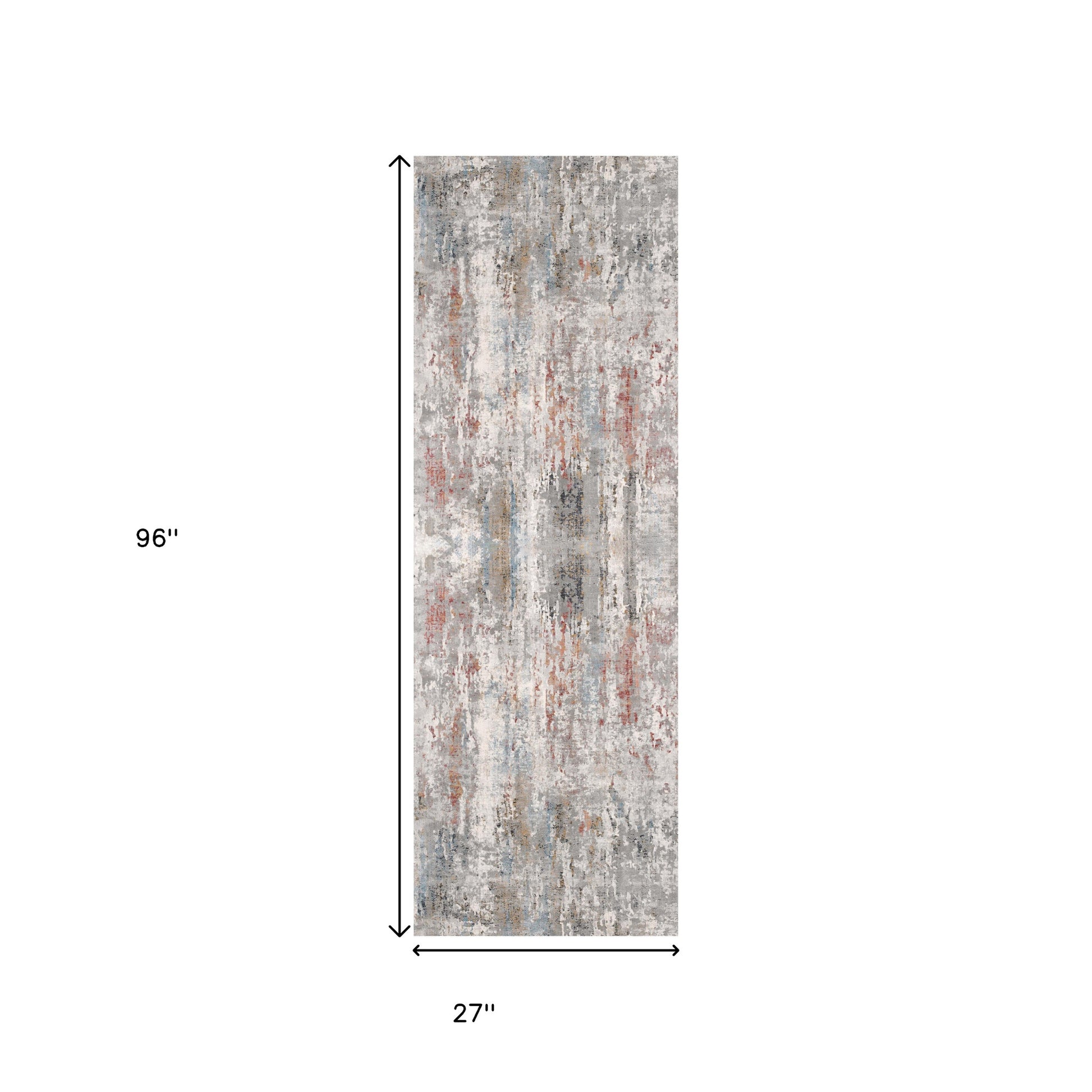 2' X 10' Gray Abstract Pattern Runner Rug-Area Rugs-DECOROLALA