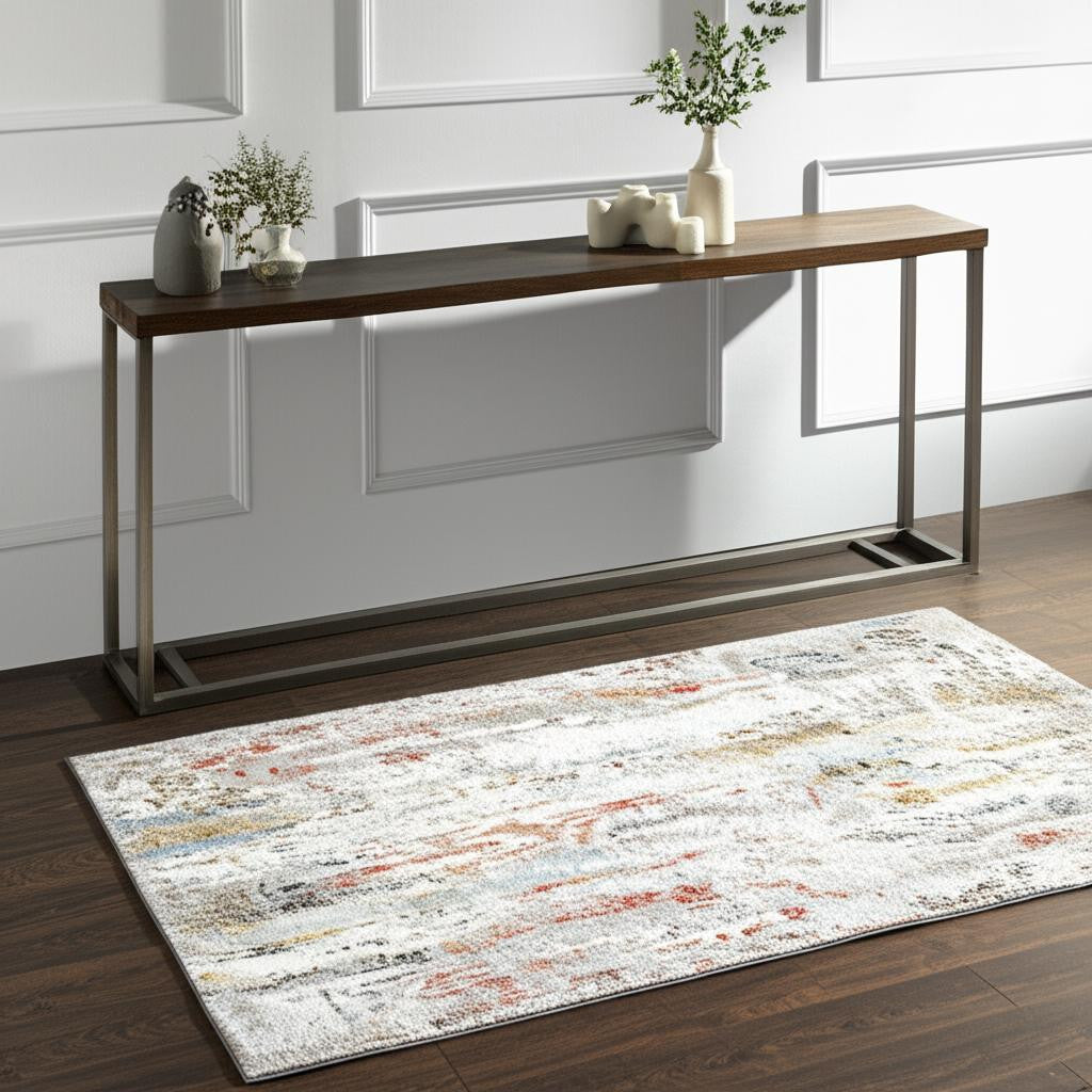 2' X 10' Gray Abstract Pattern Runner Rug-Area Rugs-DECOROLALA