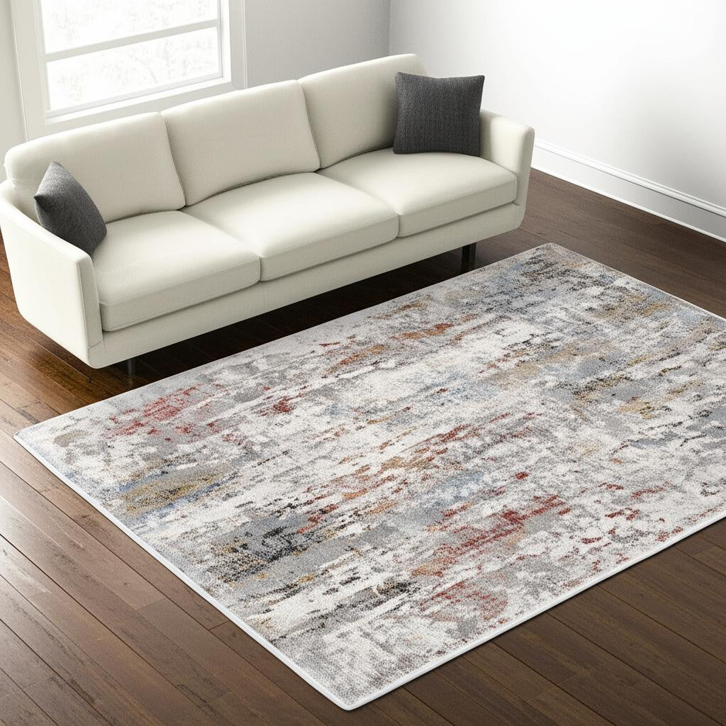 2' X 10' Gray Abstract Pattern Runner Rug-Area Rugs-DECOROLALA