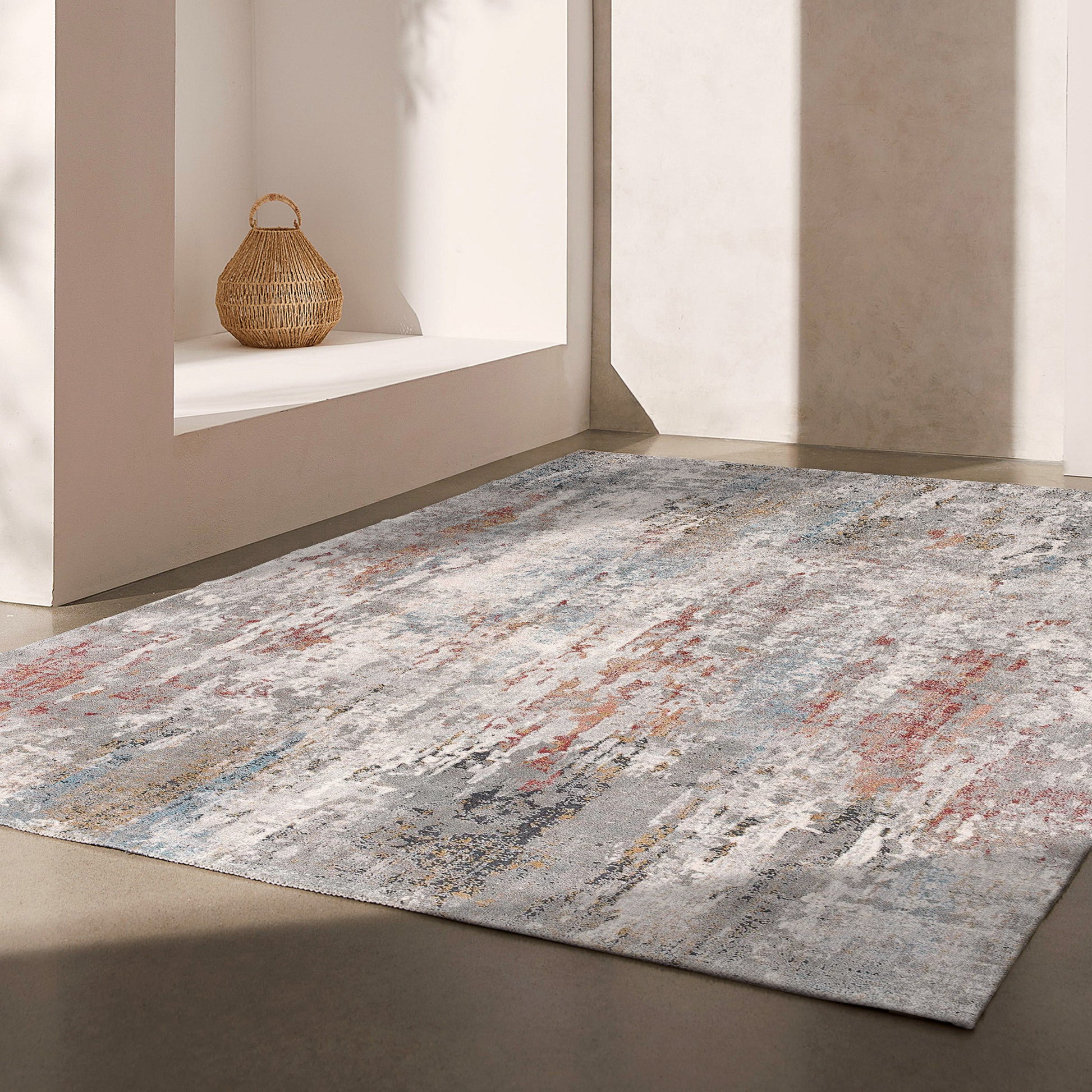 2' X 10' Gray Abstract Pattern Runner Rug-Area Rugs-DECOROLALA