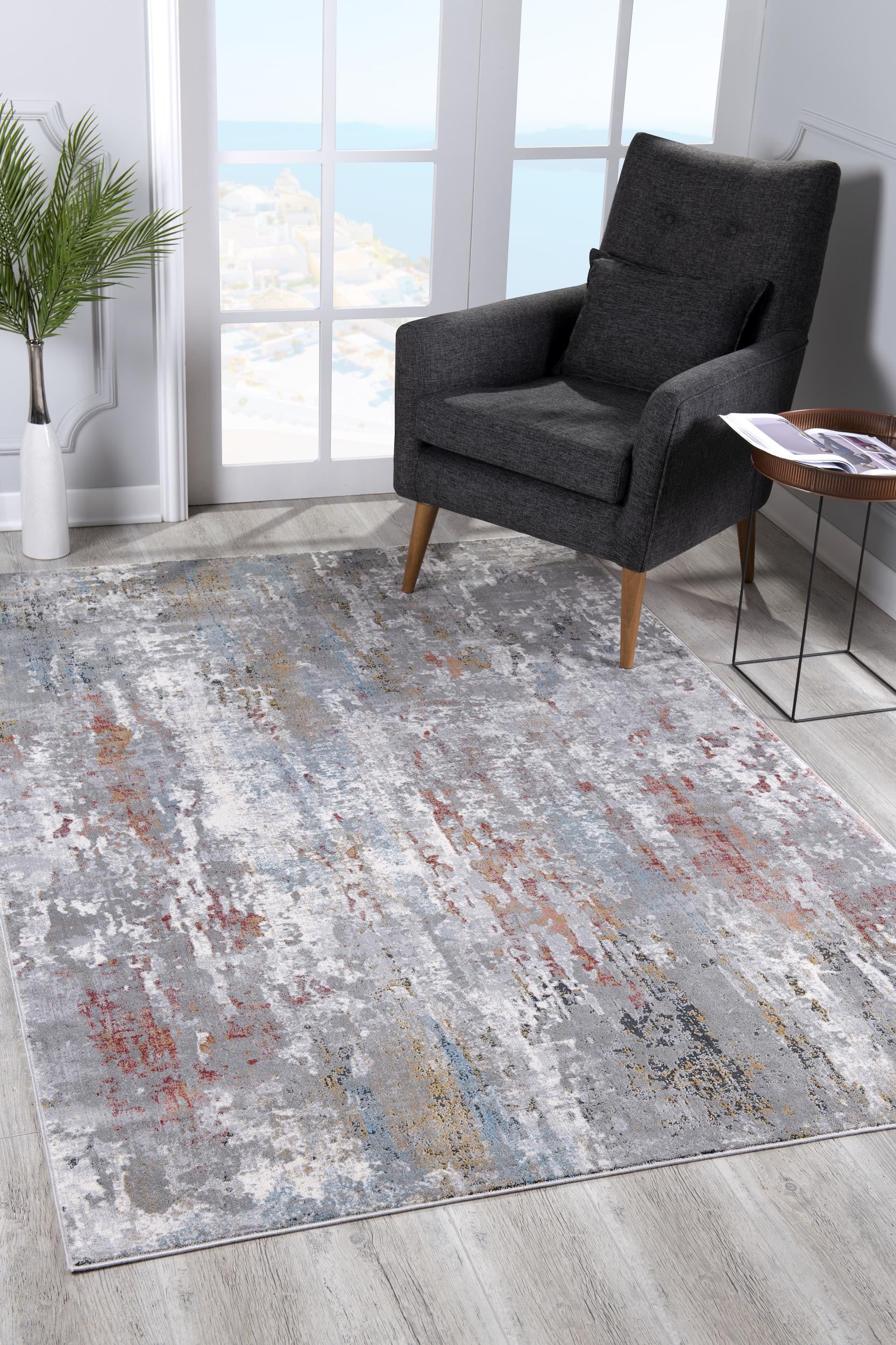 2' X 10' Gray Abstract Pattern Runner Rug-Area Rugs-DECOROLALA