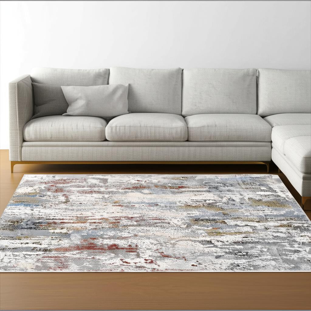 2' X 10' Gray Abstract Pattern Runner Rug-Area Rugs-DECOROLALA